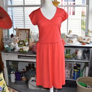 Vintage 70s Joshua Tree California Coral Nylon Swimsuit Cover Up Dress S-M